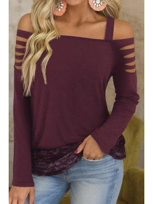 Kadın Uzun Lazer Kesik Detaylı Askılı Viskon Iki Iplik Bluz