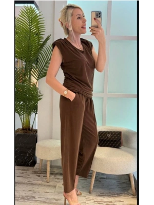 Kadın Vatkalı Düşük Kol Rahat Kesim İkili Takım