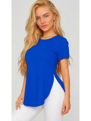 Kadın Yırtmaç Detaylı Viskon Kumaş Bluz