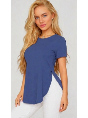 Kadın Yırtmaç Detaylı Viskon Kumaş Bluz