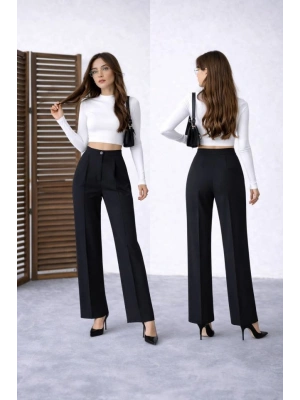 Kadın Yüksek Bel Double Kumaş Palazzo Pantolon