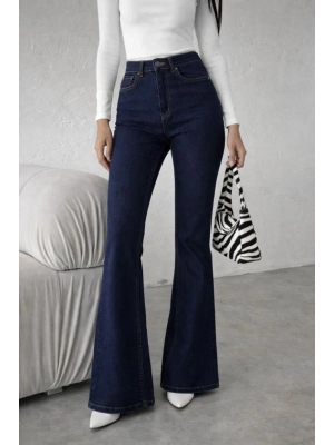 Kadın Yüksek Bel Ispanyol Paça Kot Pantolon