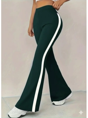 Kadın Yüksek Bel İspanyol Paçalı Yanlardan şerit Detaylı Dalgıç Tayt Pantolon