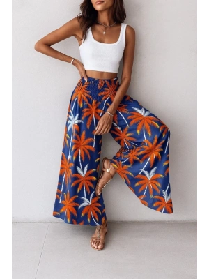 Kadın Yüksek Bel Lastikli Desenli Süprem Pantolon