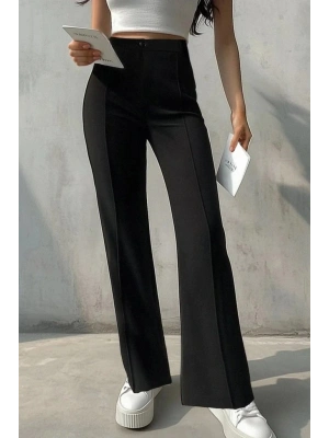 Kadın Yüksek Bel Nervurlu Ithal Krep Pantolon