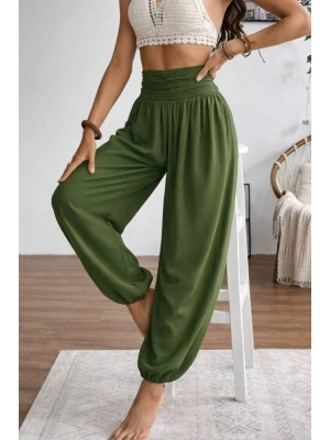 Kadın Yüksel Bel Yoğun Büzgü Detaylı Aerobin Pantolon