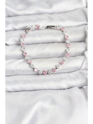 Kare Zirkon Taşlı Gümüş Renk Kadın Bileklik