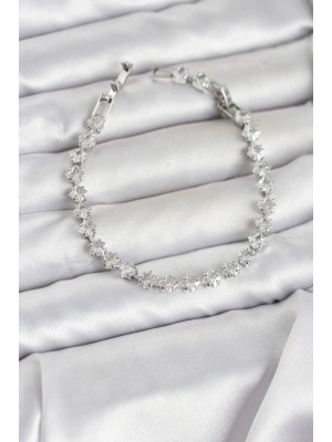 Kare Zirkon Taşlı Gümüş Renk Pirinç Su Yolu Kadın Bileklik