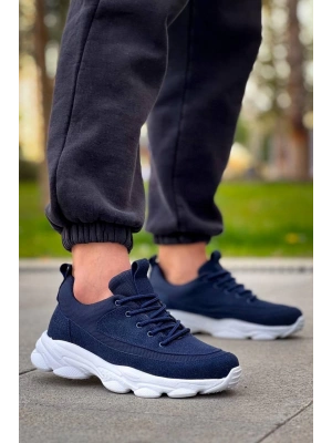 KB-707  Kuback Lacivert Süet Yüksek Taban Bağcıklı Günlük Erkek Ayakkabı