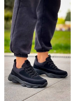 KB-707  Kuback  Siyah Süet Siyah Yüksek Taban Bağcıklı Günlük Erkek Ayakkabı