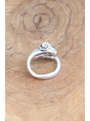 Keçi Figürlü Gümüş Renk Ayarlanabilir Erkek Yüzük