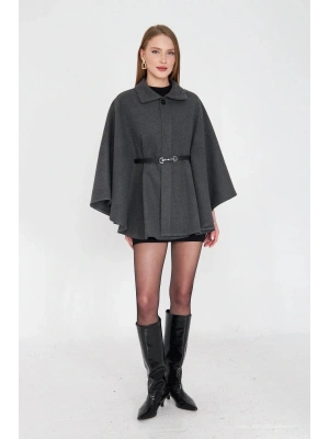 Kemerli kaşe panço antrasit pt