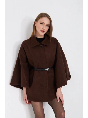 Kemerli kaşe panço kahve pt