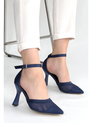 Keny Lacivert Saten Topuklu Ayakkabı