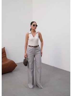 Keten Kemerli̇ Ve Dökümlü Palazzo Pantolon (Kemer Dahi̇l)