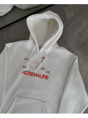 Kışlık Uzun Kol Kapüşonlu SweatShirt - Beyaz