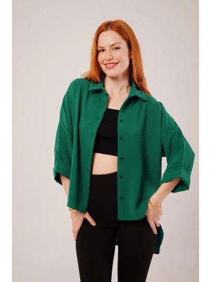 Kol Katlama Detaylı Zümrüt Yeşili Gömlek