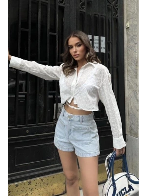 Kristen Sırt Dekolte Crop Gömlek 3253-08