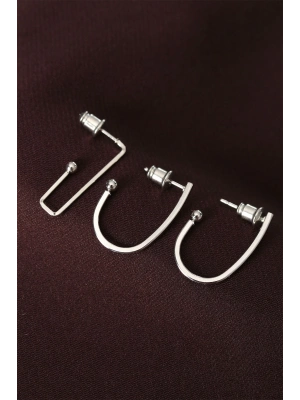 küpeGeometrik Model Gümüş Renk Metal Çoklu Küpe