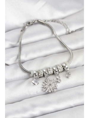 Kutup Yıldızı Model Charmlı Gümüş Renk Kadın Bileklik