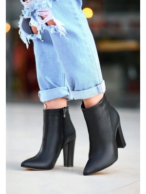 Loora Siyah Cilt Topuklu Bot