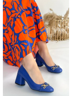 Lucky Mavi Cilt Topuklu Ayakkabı