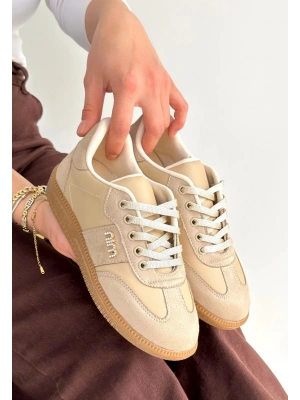 Lunga Bej Cilt Bağcıklı Spor Ayakkabı