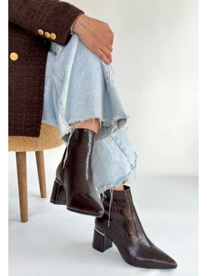 Meça Kahverengi Cilt Topuklu Bot