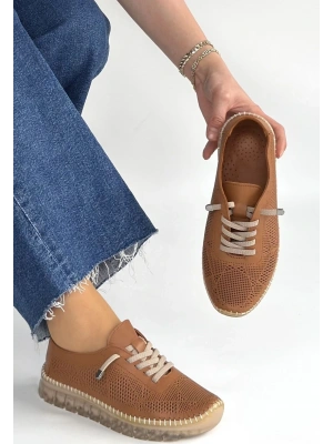 Merja Taba Deri Bağcıklı Spor Ayakkabı