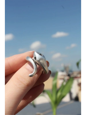 Metal Yılan Figürlü Ayarlamalı Antik Yüzük