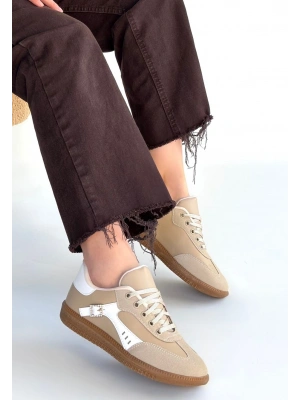 Mier Bej Cilt Bağcıklı Spor Ayakkabı