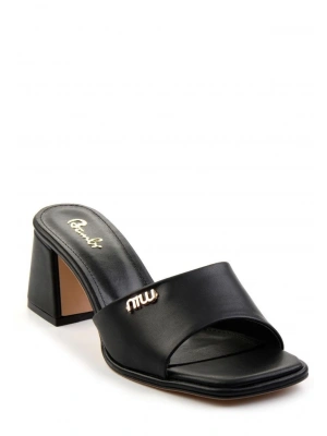 Miyon Siyah Cilt Topuklu Terlik