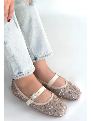 Moden Bej Süet Babae Ayakkabı