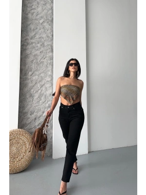 Mom fit enzim taş yıkama jeans pantolon siyah d2006