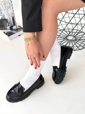 Narli Siyah Rugan Oxford Ayakkabı