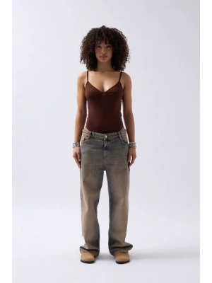 Önü Büzgülü Askılı Bodysuit