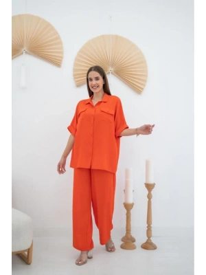 Oranj Gömlek Ve Pantolon Takım