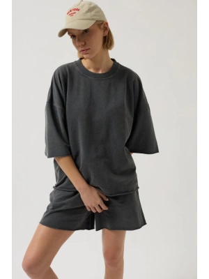 Oversize Lazer Kesim Bisiklet Yaka T-Shirt