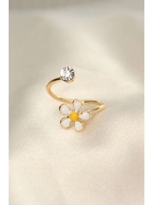 Papatya Tasarımlı Zirkon Taşlı Ayarlanabilir Yüzük