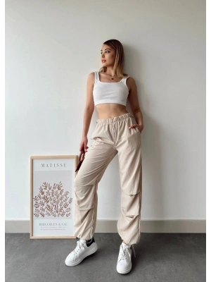 Paraşüt pantolon bej