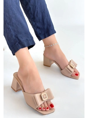 Pier Nude Cilt Topuklu Terlik