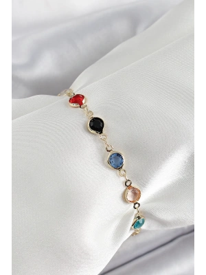 Pirinç Asorti Model Gold Renk Zirkon Taşlı Kadın Bileklik