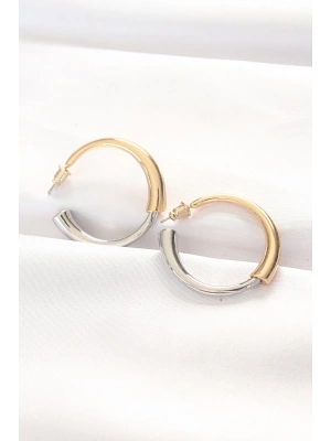 Pirinç Çift Renk Halka Küpe