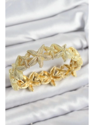 Pirinç Deniz Yıldızı Model Gold Renk Lastikli Kadın Bileklik