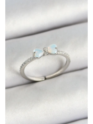 Pirinç Fiyonk Figürlü Zirkon Taşlı Gümüş Renk Ayarlanabilir Kadın Yüzük