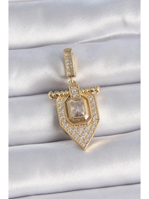Pirinç Gold Renk Baget Zirkon Taşlı Ajda Charm