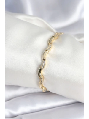 Pirinç Gold Renk Dalgalı Model Kadın Bileklik