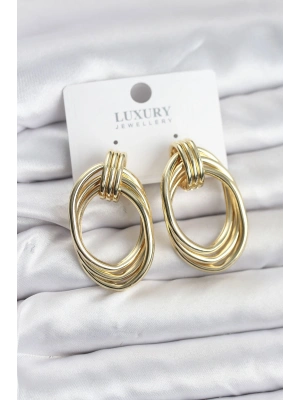 Pirinç Gold Renk Damla Model Vintage Kadın Küpe