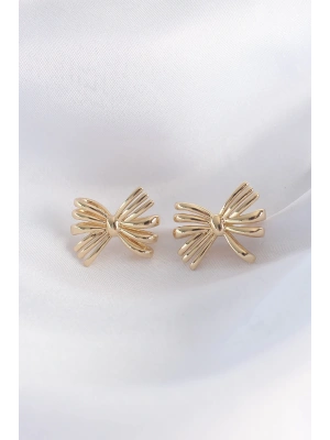 Pirinç Gold Renk Fiyonk Küpe