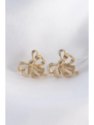 Pirinç Gold Renk Fiyonk Küpe